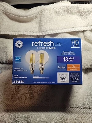 Refresh LED Light Bulbs, 40 Watt, Daylight, G16.5 Globe Bulbs, Small Base 2 Pack - Image 1 of 4