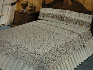 Vtg Marlborough Bed Ensemble 4 Piece Full Set Beautiful Flowers Brand NEW NOS - Bild 1 von 11