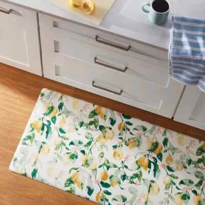 THRESHOLD Lemons Kitchen Floor Runner 60x20 in Cushion Mat Pad Soft Foam Anti Fatigue Slip