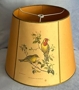 VINTAGE  MID CENTURY  LAMP SHADE  BIRDS  J. GOULD BUNTINGS  EUSPIZA LUTEOLA - Picture 1 of 9