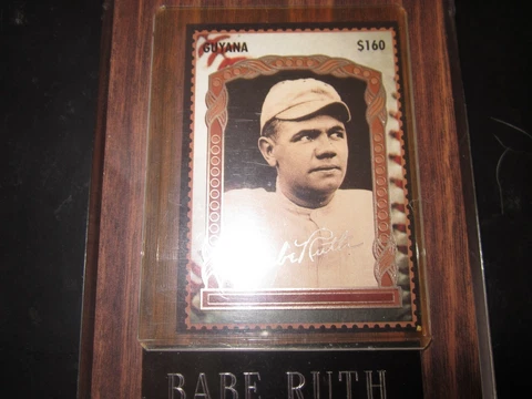 BABE RUTH TRADING CARD ON WOODEN PLAQUE $160 Cover