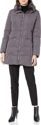 NWT Anne Klein Women's Soft Touch Down Puffer Jacket Size XS Smoke $180 7C069 - Image 1 of 3