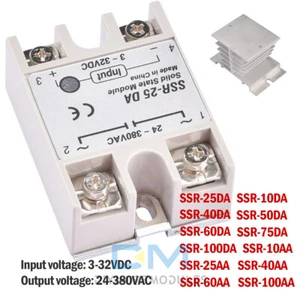SSR-25DA SSR-50DA SSR-60DA 250V Solid State Relay Alloy Heat Sink 25/40/60/100A - Bild 1 von 72