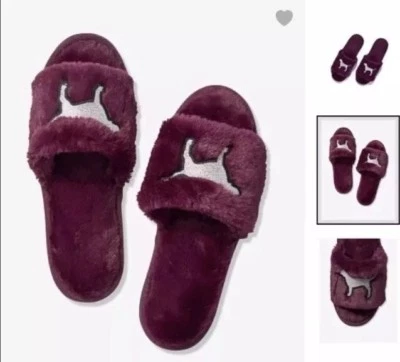 Vs Victorias Secret Rosa Punta Abierta Zapatilla Zapato Deslizable Sandalia Deliciosa Ciruela S 5/6 Foto 1 de 4