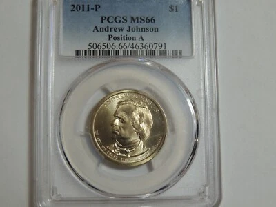 2011 P Andrew Johnson PCGS MS66 Presidential Dollar POS  A - Image 1 of 2
