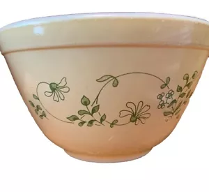 Vtg Pyrex Shenandoah 401 Mixing Nesting Bowl Butter Yellow Green Floral 750ml - Picture 1 of 22