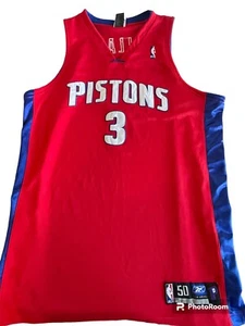 Reebok NBA Detroit Pistons Ben Wallace Sewn Embroidered Jersey Size 50 Red - Picture 1 of 17