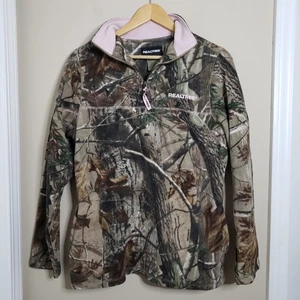 Realtree Pullover Quarter Zip Camo And Pink Youth Large (12-14) Sweatshirt - Picture 1 of 5