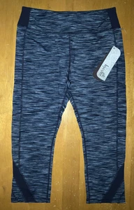 New KYODAN Cropped Fitness Active Legging M Navy Melange Print NWT - Picture 1 of 4