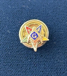 Vintage Oststern Freimaurer 14K Gelbgold mit farbiger Emaille Anstecknadel - Bild 1 von 9