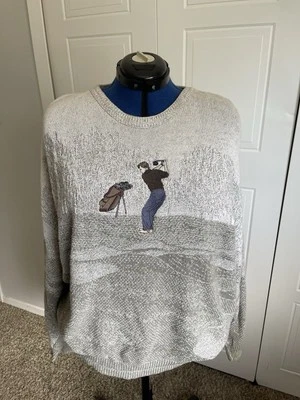 Vintage Men’s Trader Bay Golf Sweater 2XL, Knitted Golf Course in Background - Image 1 of 4