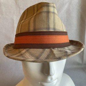 Goorin Brothers Fedora Unique Tan Plaid w/ Orange Band Size Medium - Picture 1 of 10