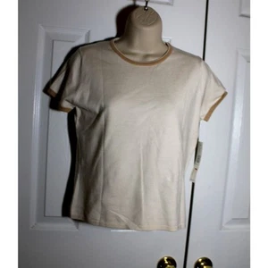 Kate Hill Creme Seidenmischung Kurzarm Pullover Pulli Gr. L Petite NEU - Bild 1 von 3