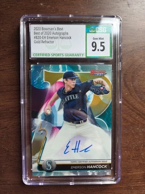 Bowman's Best Emerson Hancock Gold Refractor 2020 automático/50 Mariners CSG 9,5 Foto 1 de 2