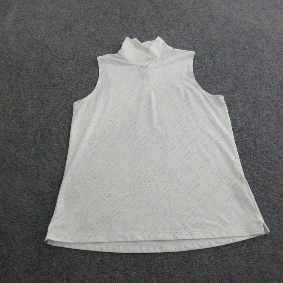 Camisa Nike Para Mujer Mediana Blanca Dri-FIT Sin Mangas Cuello Simulado Golf Rendimiento Top Foto 1 de 4