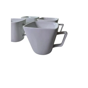 HOME Basic Ganz Weiß Quadratisch Porzellan Auslaufmodell Kaffeetassen 4er Set - Bild 1 von 7