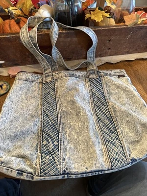 Vintage 80s Shane Denim Tote Bag Large Blue Acid Wash - Image 1 of 4