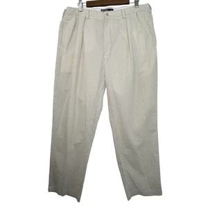 Vintage Polo Ralph Lauren Andrew Pants Seersucker Men's 38x30 Tan White Striped - Picture 1 of 9
