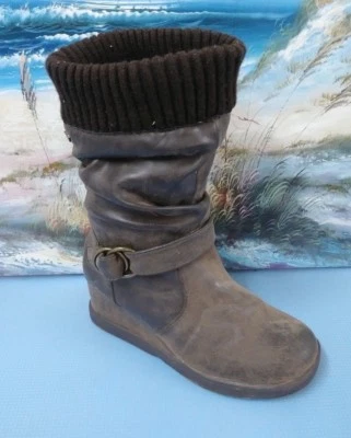 Roxy Women's Size 7 Boots Dark Brown Suede Wedge Heel Mid calf Foto 1 de 4