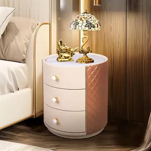 Fully Assembled Round Nightstand Bedside Table Storage Cabinet Unit for Bedroom - Picture 1 of 13