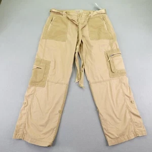 Abercrombie & Fitch Pants Womens Large Khaki Tan Cargo Parachute Baggy Wide NEW - Picture 1 of 16