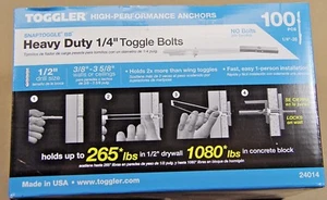 Toggler SnapToggle BB 100 1/4" H/D Toggle Bolts WITH PAN HEAD SCREWS 24014 - Foto 1 di 1