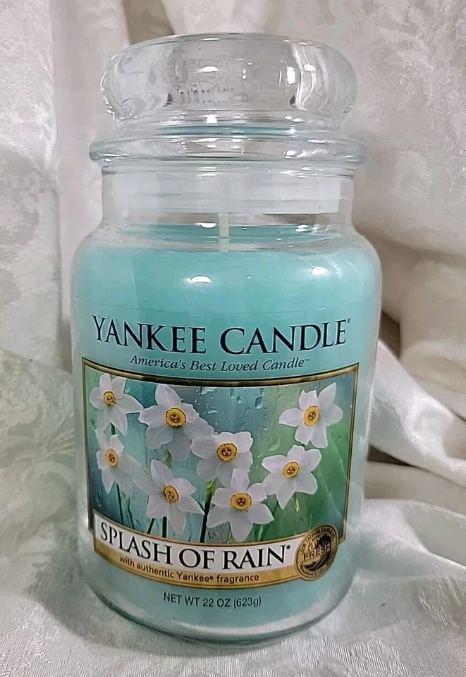 Yankee Candle Splash of Rain Large Jar 22 Oz Retired Original Label 2015 Pour