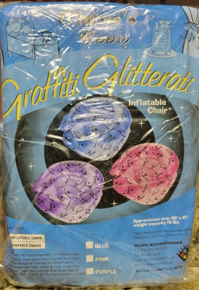 Silla inflable infantil Nuvo muy rara. Púrpura. Nuevo y sin abrir. 25"X 25" Foto 1 de 2