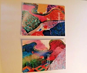 Seltene David Hockney Pylonen im Dessert Porfolio Postkarte KÖNIGLICHE AKADEMIE AUSSTELLUNG  - Bild 1 von 10