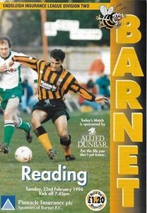 Football Programme>BARNET v READING Feb 1994 postponed - Picture 1 of 1