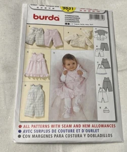 Burda 9831 Infant Coordinates Pattern Sz 1M-12M Dress Shirt Pants Overall- UNCUT - Picture 1 of 2