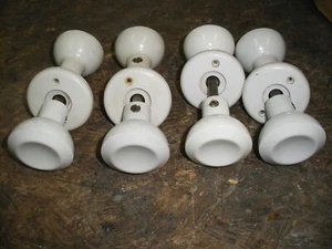Pair of reclaimed 1930s concave round white bakelite door knobs - Picture 1 of 2