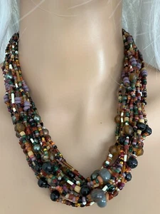 Necklsce Beaded Mukti Strands Multicolors Artisan Handmade Fashion Jewlwery H - Picture 1 of 6