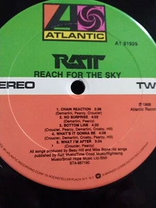 Ratt/Reach For the Sky. 1988 1st Press No Cover A1 81929 LP Vinyl record VG - Picture 1 of 5