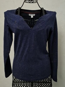 White Stuff Nelly Blue Navy Gold Top. UK 6, New Without Tags - Picture 1 of 11