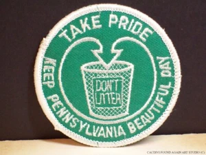 Hermoso parche de día vintage Take Pride Keep Pennsylvania insignia no ensuciar PA - Imagen 1 de 4
