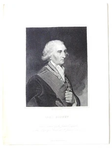 Portrait of Lord George Brydges Rodney - Antique print 1840 bargain - Picture 1 of 3