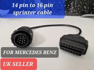 14Pin to 16Pin OBD2 Adaptor Cable Sprinter For Mercedes Benz Volkswagen VW LT uk - Picture 1 of 10