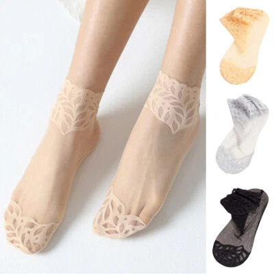 Womens Mesh Lace Sheer Socks Thin Short Ankle Socks Hosiery Summer Breathable 🎀 - Imagem 1 de 4