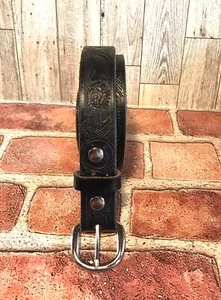 Western Herren 45" Schwarz Leder Gürtel Geprägte Adler Handarbeit Nickel Ton Schnalle - Bild 1 von 3