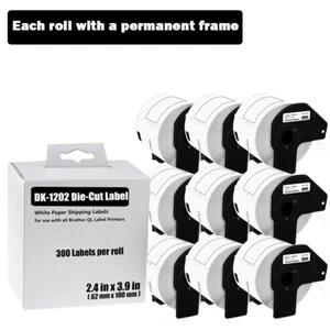 Etiqueta de envío 62mmx100mm 9 ROLLOS 2-3/7"x4" compatible Brother QL-710W DK-1202 - Imagen 1 de 23