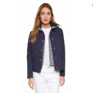 Neu mit Etikett Tory Burch 2-in-1 Medium marineblau gestreifte Kapuzenjacke Größe M 450 $ - Bild 1 von 6