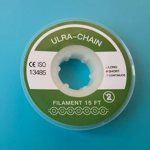 Cadena eléctrica de ortodoncia dental carrete elástico ultra 15 pies anillos cortos transparentes 2 piezas - Imagen 1 de 6