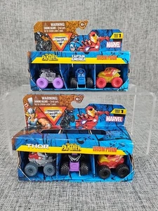 Monster Jam MINI Trucks 3 Pk Series 1 Marvel LOT of 2 Sets NIB - Picture 1 of 21