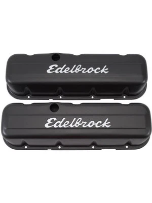 Edelbrock Valve Covers Signature Series Tall Steel Black Powdercoated Ede (4683) - Image 1 of 4