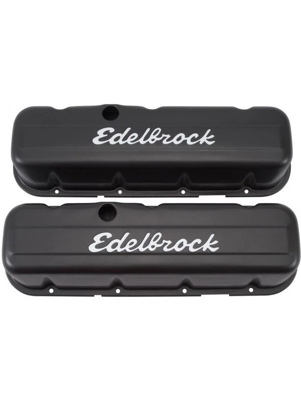 Edelbrock Valve Covers Signature Series Tall Steel Black Powdercoated Ede (4683) - Image 1 of 4