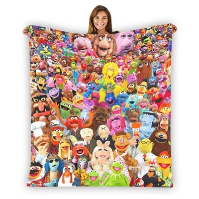 Muppet All Characters Stripe Warm Single-Side Printing Flannel Fleece Blanket - Image 1 of 3