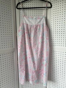 VTG Tank Strappy Nightgown Pink Floral Unbranded Size XXXX (XL?) Cotton Blend - Picture 1 of 7