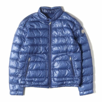 MONCLER Jacket Blue Size:3 High Neck Stand Collar Shiny Nylon Light Down - Image 1 of 4