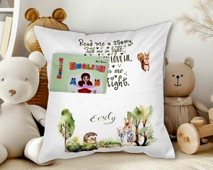 Personalised reading pillow, forest rabbit cushion, pocket pillow, kids bedroom - Picture 1 of 3